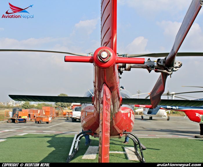 Tail Rotor view of Simrik Air Bell 407 Helicopter