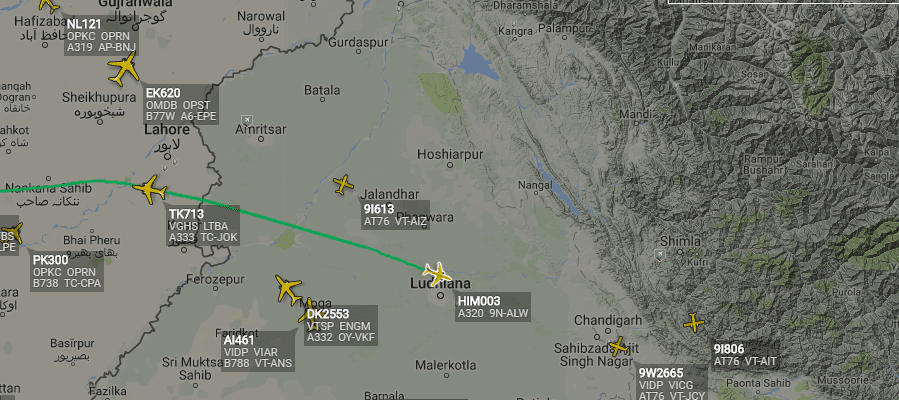 9N-ALW in Indian Airspace